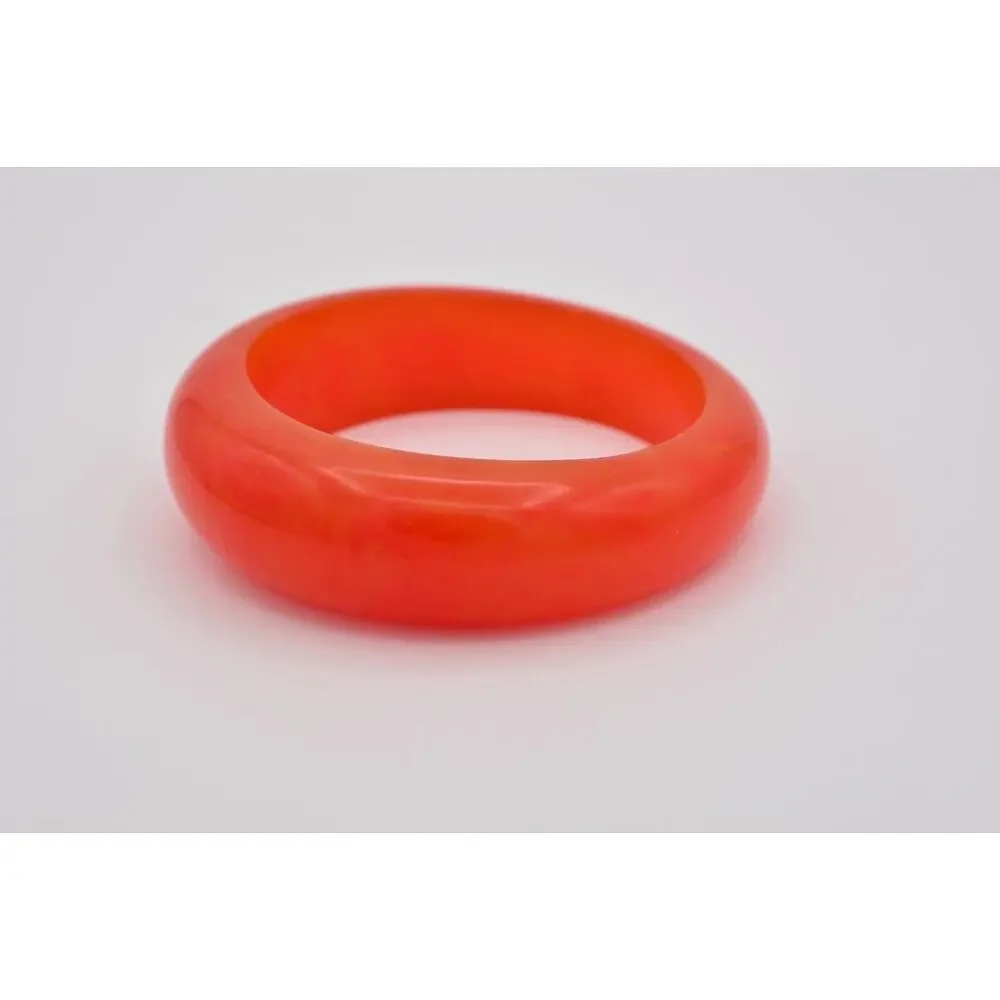 Vintage Bakelite Bangle Bracelet Lucite Chunky Burnt Orange Rust Bold 1980s Bin4